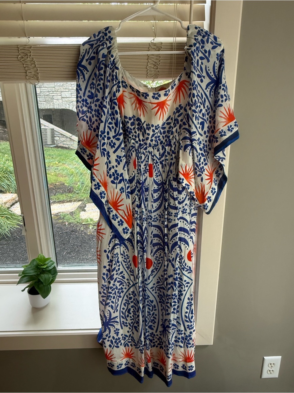 FARM Rio White Dress with Blue and Orange Floral Print